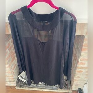 Cha Cha Vente Size Large Black Semi Sheer Sexy Top Detailed Neckline​
